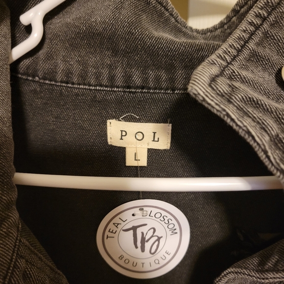 POL Rhinestone Fringe Black Denim Jacket (Large) - Picture 3 of 6